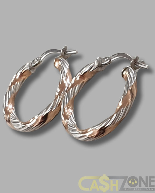 Ladies 9ct White & Rose Gold Earrings