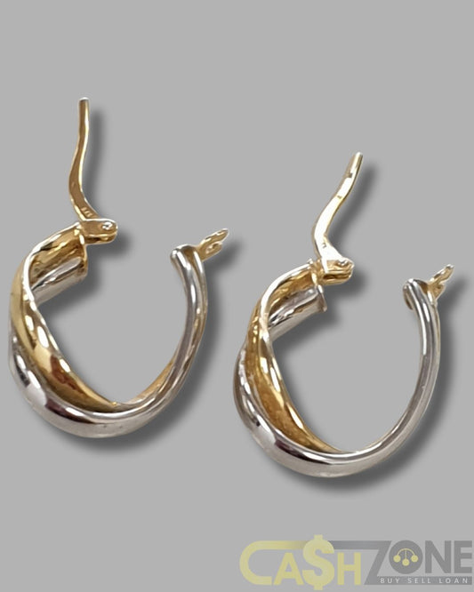Ladies 9ct Yellow & White Gold Earrings