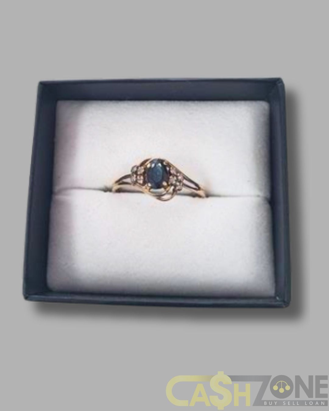 Ladies 9ct Yellow Gold Ring With Blue Stone