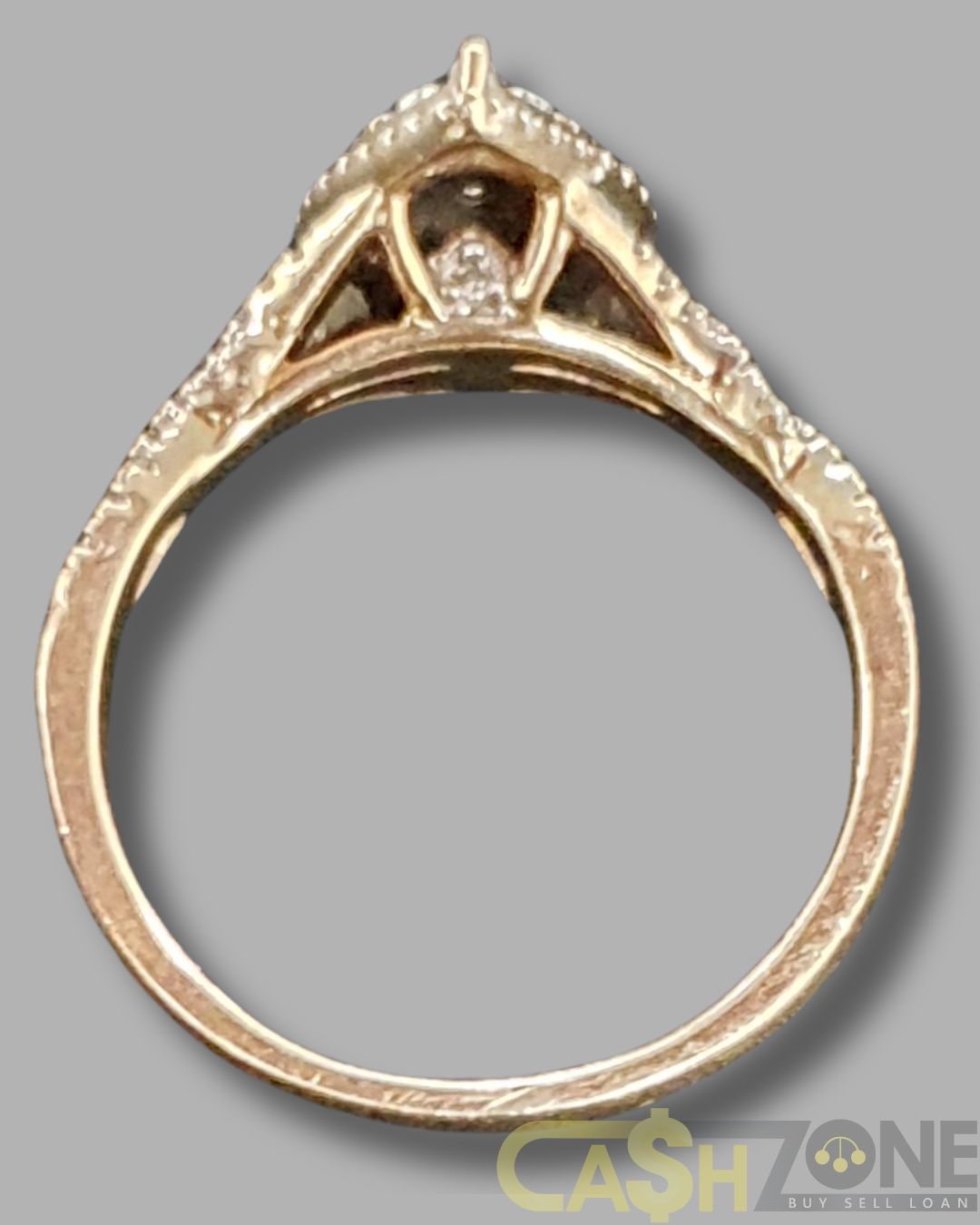 Ladies 9ct Yellow Gold Clear Stone Tear Drop Ring