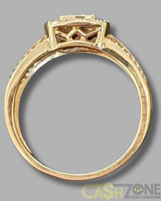 Ladies 9ct Yellow Gold Clear Stone Ring