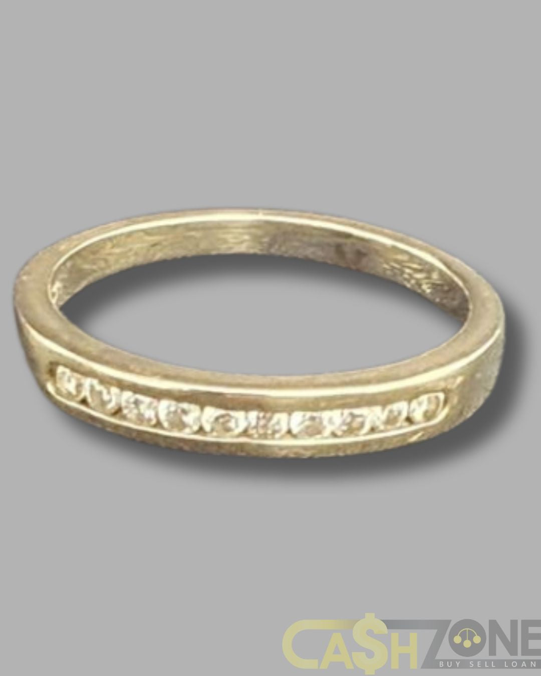 Ladies 9ct Yellow Gold 10 Clear Stone Ring