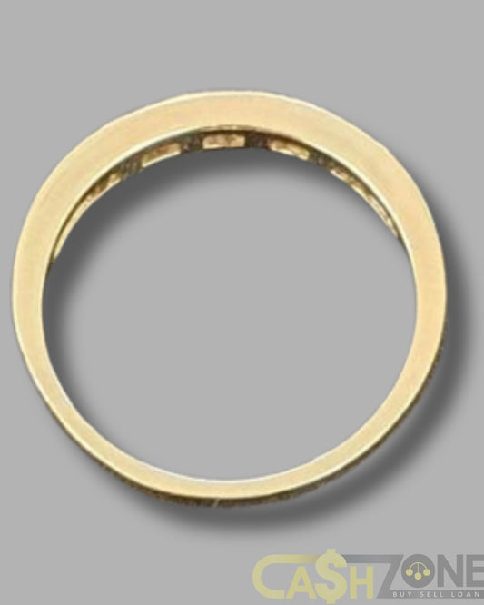 Ladies 9ct Yellow Gold 10 Clear Stone Ring