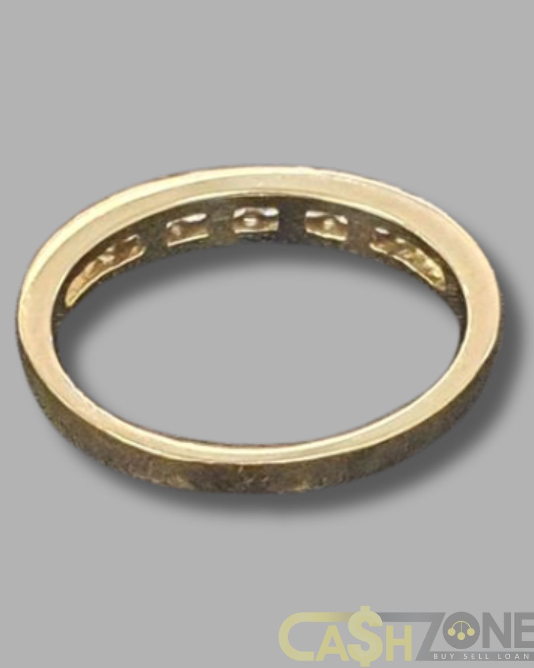 Ladies 9ct Yellow Gold 10 Clear Stone Ring