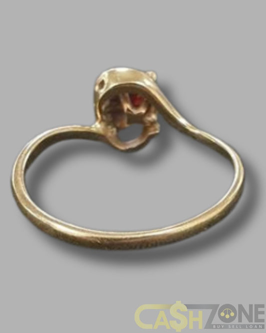 Ladies 9ct Yellow Gold Red Stone Ring