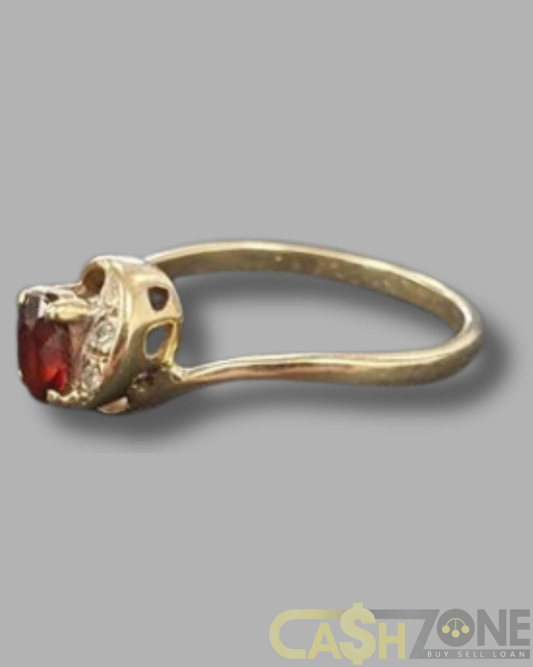 Ladies 9ct Yellow Gold Red Stone Ring
