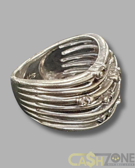 Ladies 9ct White Gold Clear Stone Ring