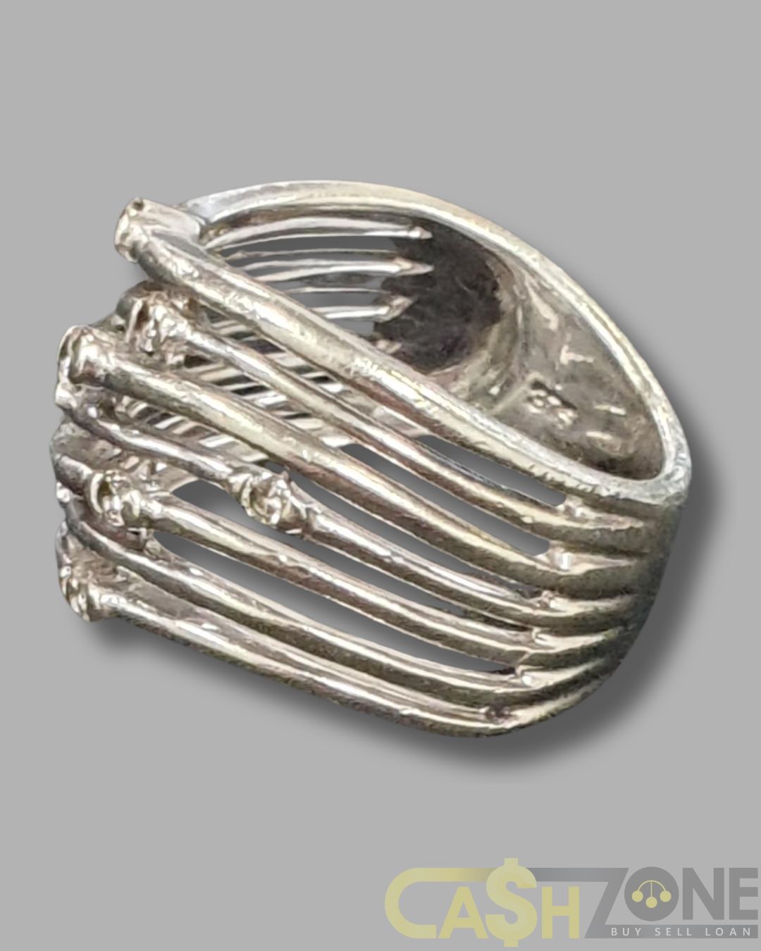 Ladies 9ct White Gold Clear Stone Ring