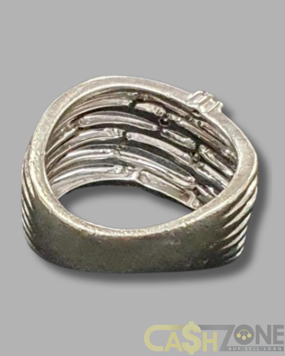 Ladies 9ct White Gold Clear Stone Ring