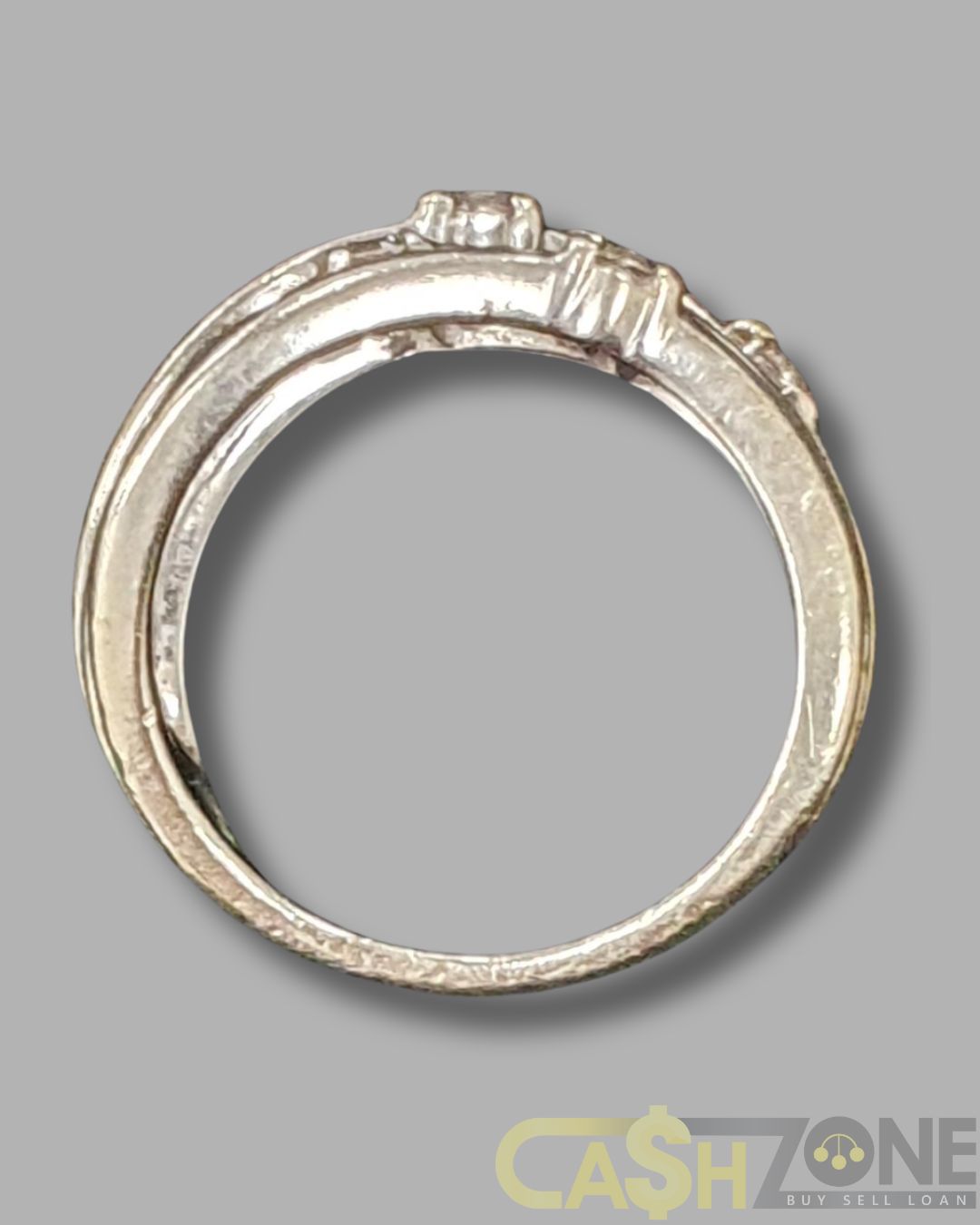 Ladies 9ct White Gold Clear Stone Ring