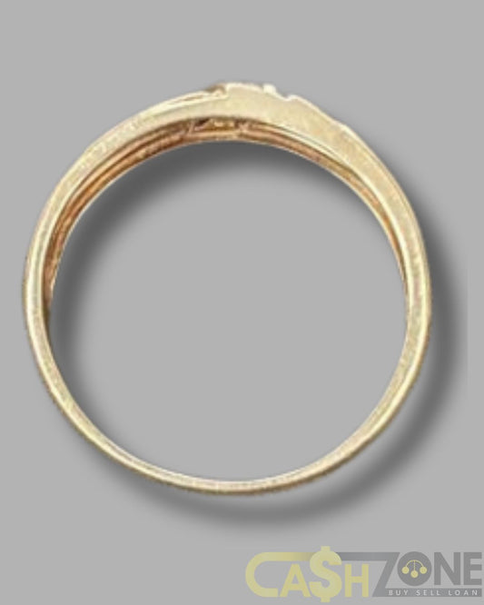Men's 9ct Yellow Gold 3 Clear Stone Ring
