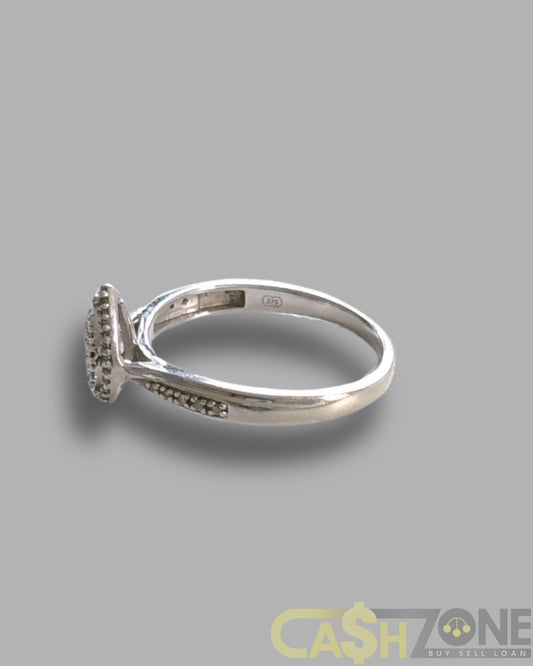 9CT White Gold Ladies Clear Stone Engagement Teardrop Ring