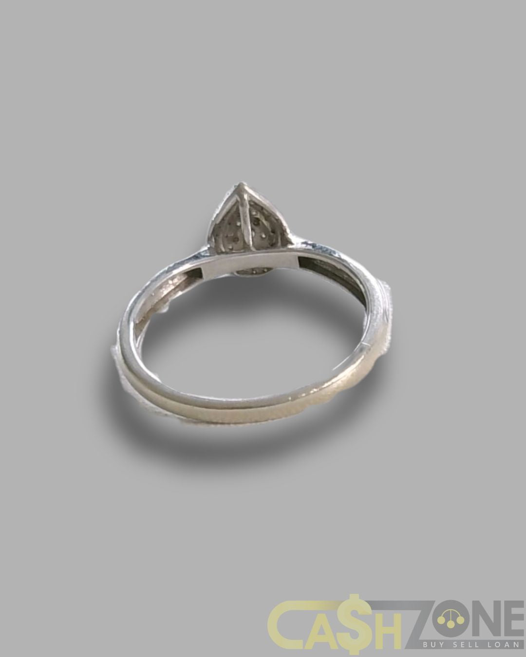 9CT White Gold Ladies Clear Stone Engagement Teardrop Ring