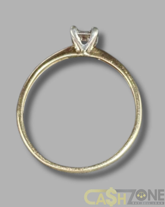 Ladies 9ct Yellow Gold Clear Stone Solitaire Ring