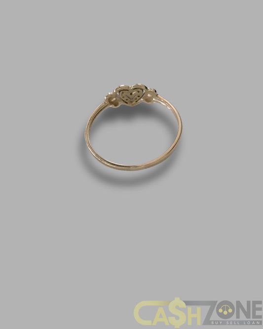 Ladies 9ct Yellow Gold Heart Ring (with white gold detail)
