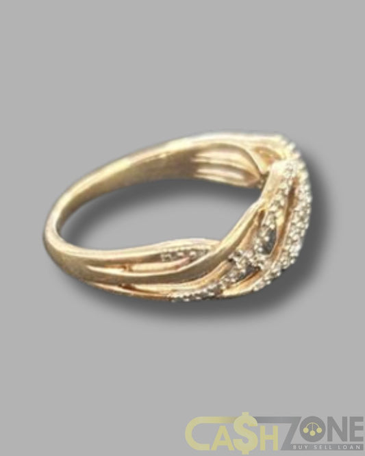 Ladies 9ct Yellow Gold Cross Over Ring