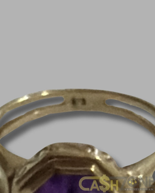 Ladies 9ct Yellow Gold Purple Stone Ring