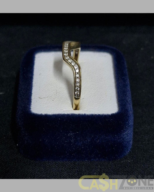 Ladies 9ct Yellow Gold Clear Stone Enhancer Ring