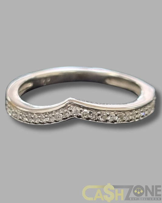 Ladies 10ct White Gold Clear Stone Ring