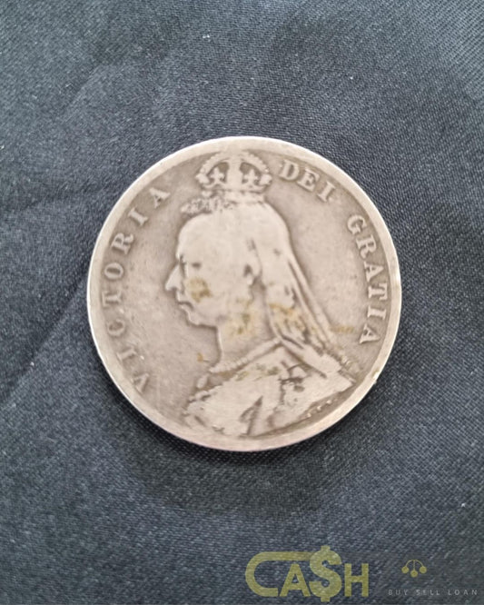 1890 Great Britain Queen Victoria Silver Half Crown Coin