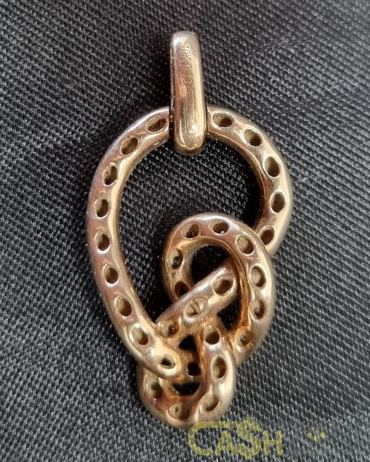 Ladies 10ct Yellow Gold Clear Stone Knot Pendant