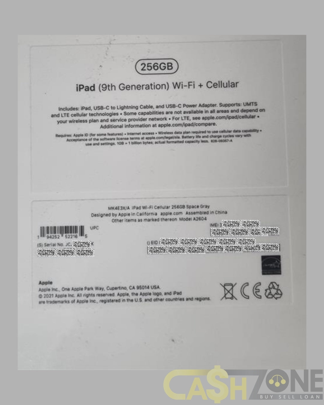 -SEALED- Apple iPad 10.2 9th Gen Cell + Wi-Fi 256GB A2604