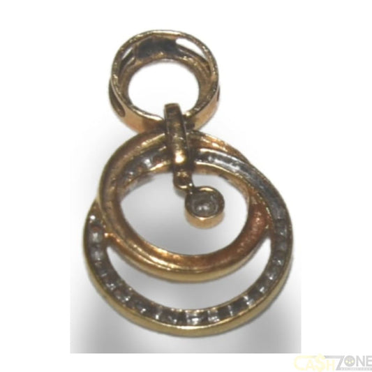 LADIES 18CT YELLOW GOLD CIRCLES PENDANT w CLEAR STONES