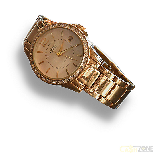 Ladies Elite Quartz Gold Plated Analogue Watch 5089948