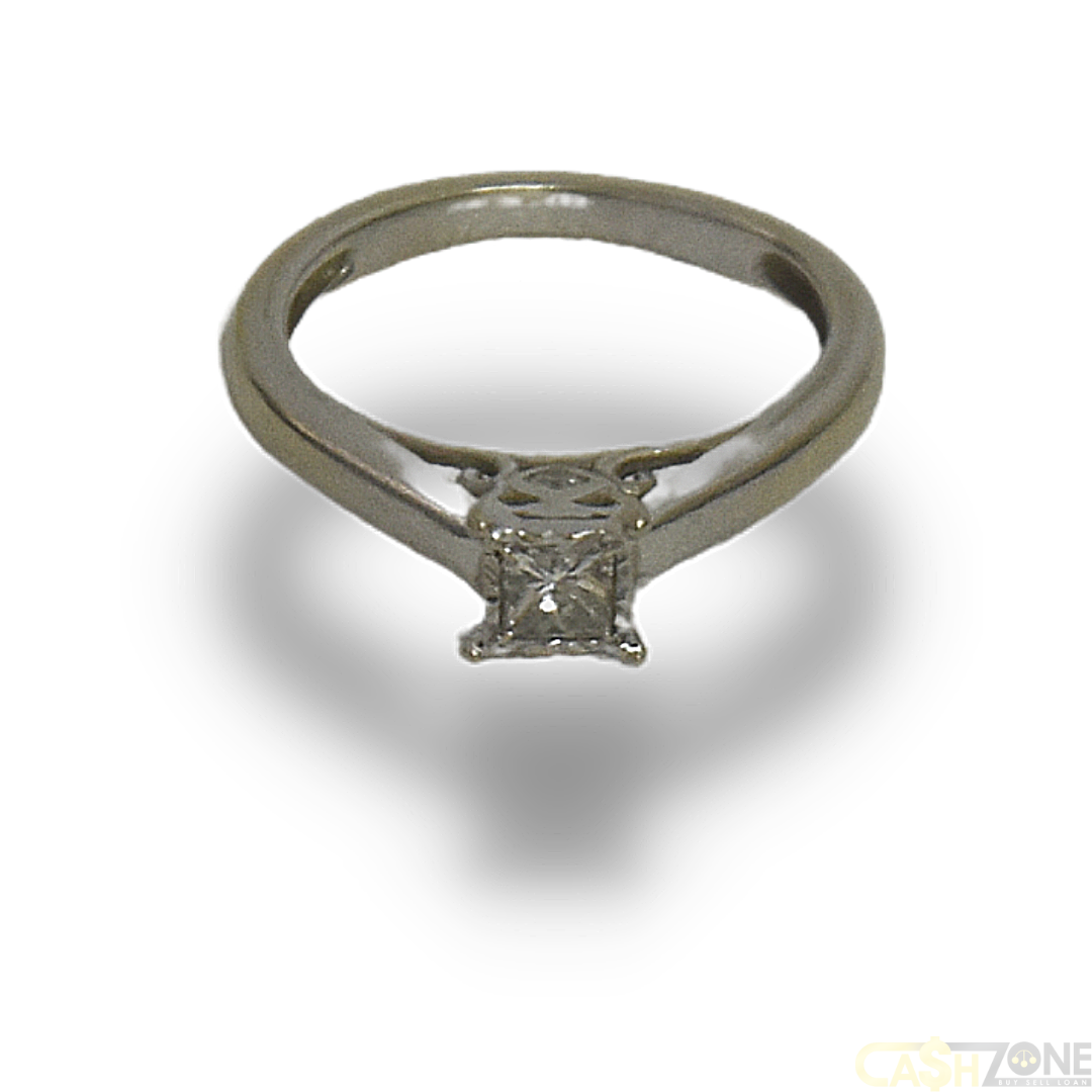 Ladies 9ct Solid White Gold Engagement Ring