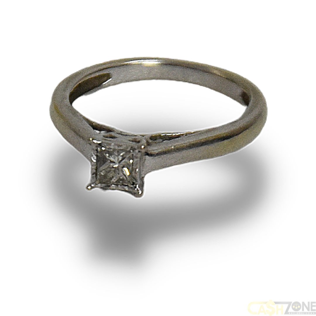 Ladies 9ct Solid White Gold Engagement Ring