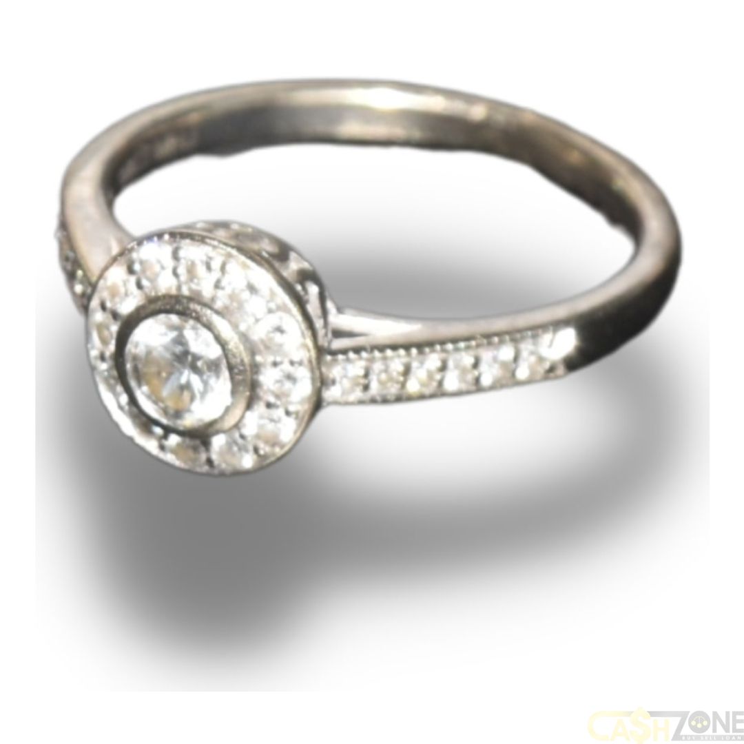 LADIES 18CT WHITE GOLD DIAMOND ENGAGEMENT STYLE RING