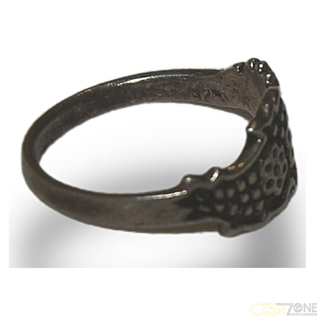 LADIES SILVER PATTERNED RING