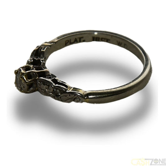 LADIES 18CT WHITE GOLD VINTAGE STYLE SOLITAIRE RING