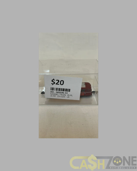 MODEL TRAIN IN PLASTIC DISPLAY BOX RED