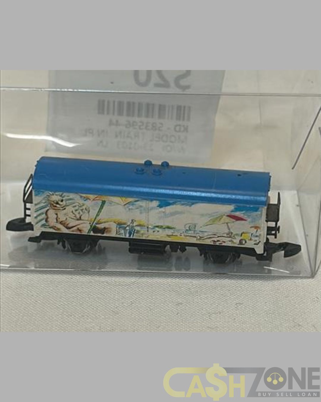 MODEL TRAIN IN PLASTIC DISPLAY BOX BLUE WHITE