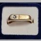 Men's 9ct Yellow Gold Ring with Clear Stone in White Gold Detail