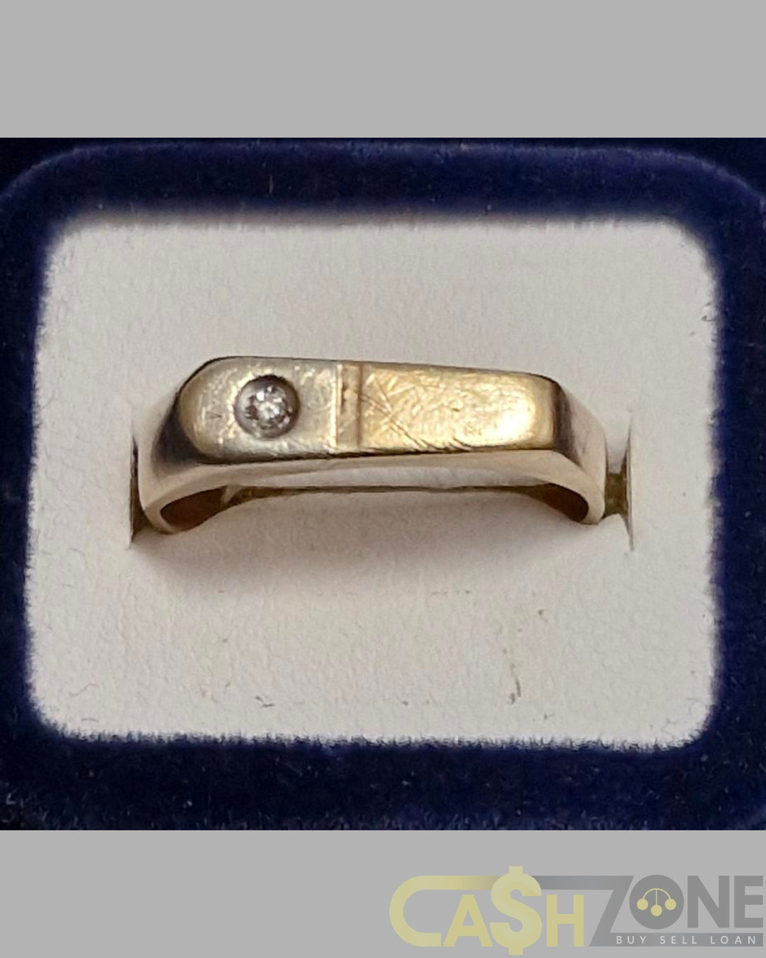 Men's 9ct Yellow Gold Ring with Clear Stone in White Gold Detail