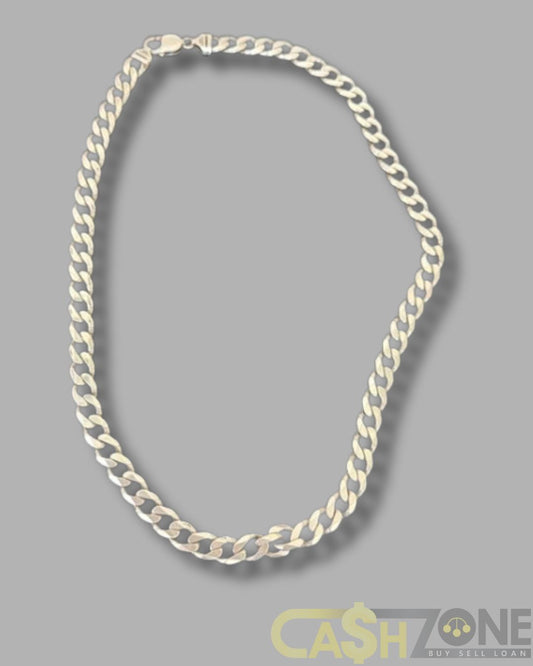Unisex Curb Cuban Silver Necklace Stamped 925