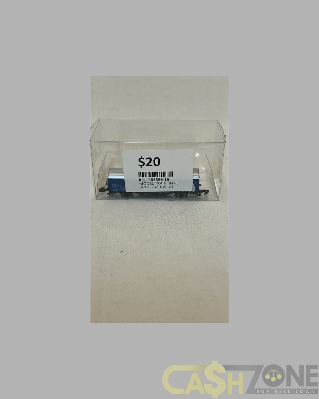 MODEL TRAIN IN PLASTIC DISPLAY BOX BLUE