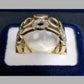 Ladies 9ct Yellow Gold Clear Stones Circle Pattern Ring