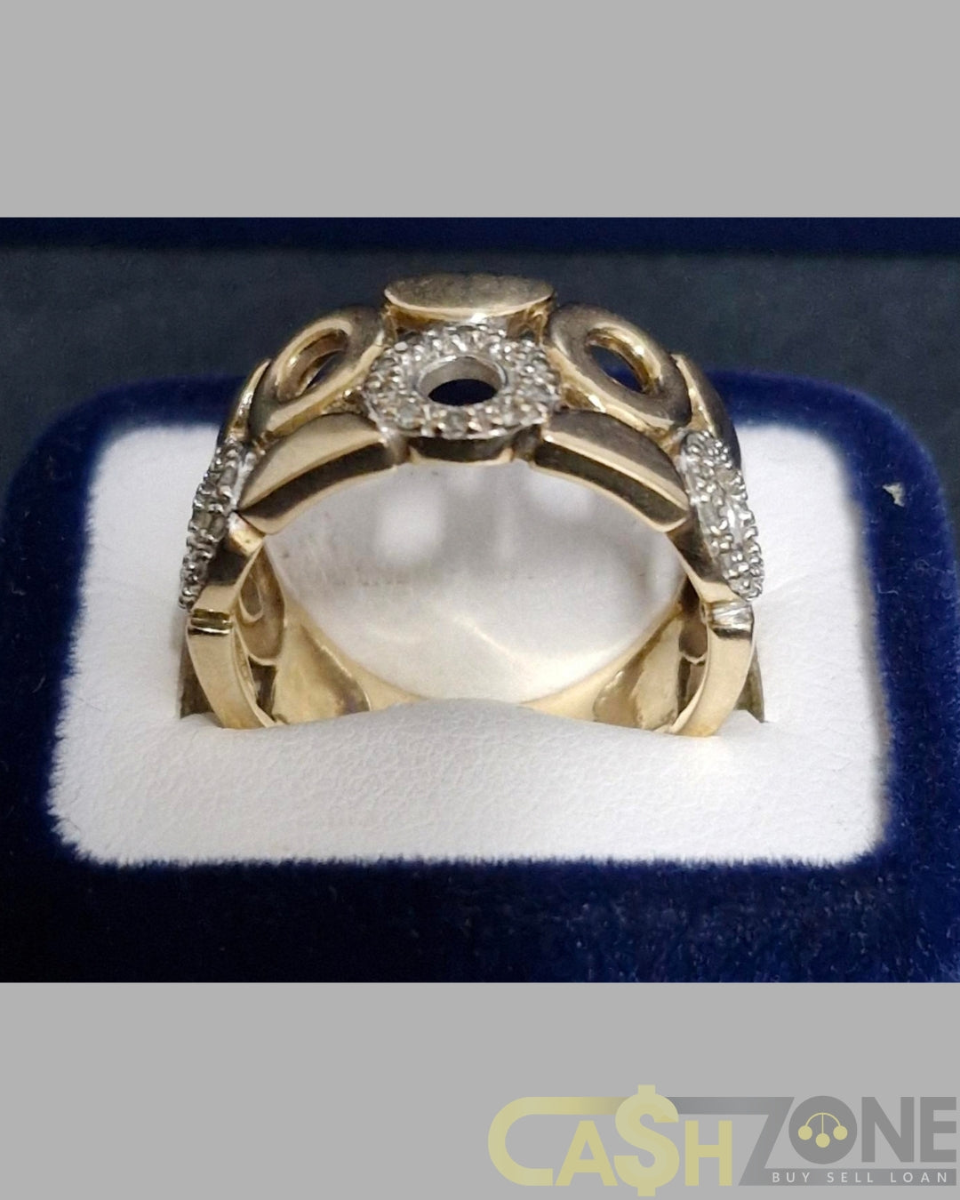 Ladies 9ct Yellow Gold Clear Stones Circle Pattern Ring