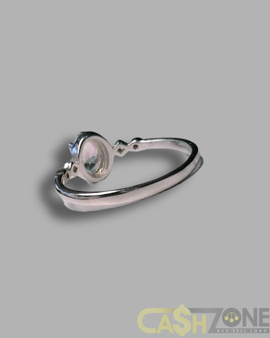 Ladies Silver Rainbow Stone Engagement Style Ring