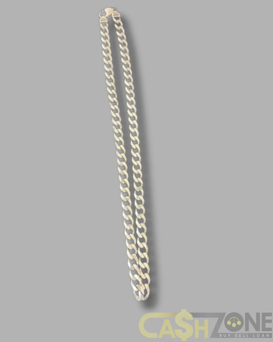 Unisex Curb Cuban Silver Necklace Stamped 925