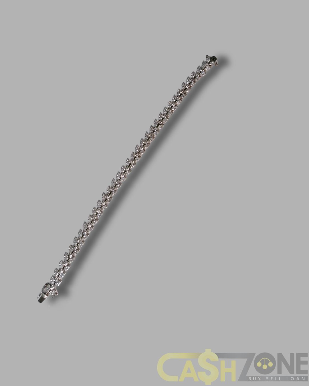 Ladies Silver Leaf Design Bracelet with Clear Stones