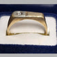 Men's 9ct Yellow Gold Ring with Clear Stone in White Gold Detail