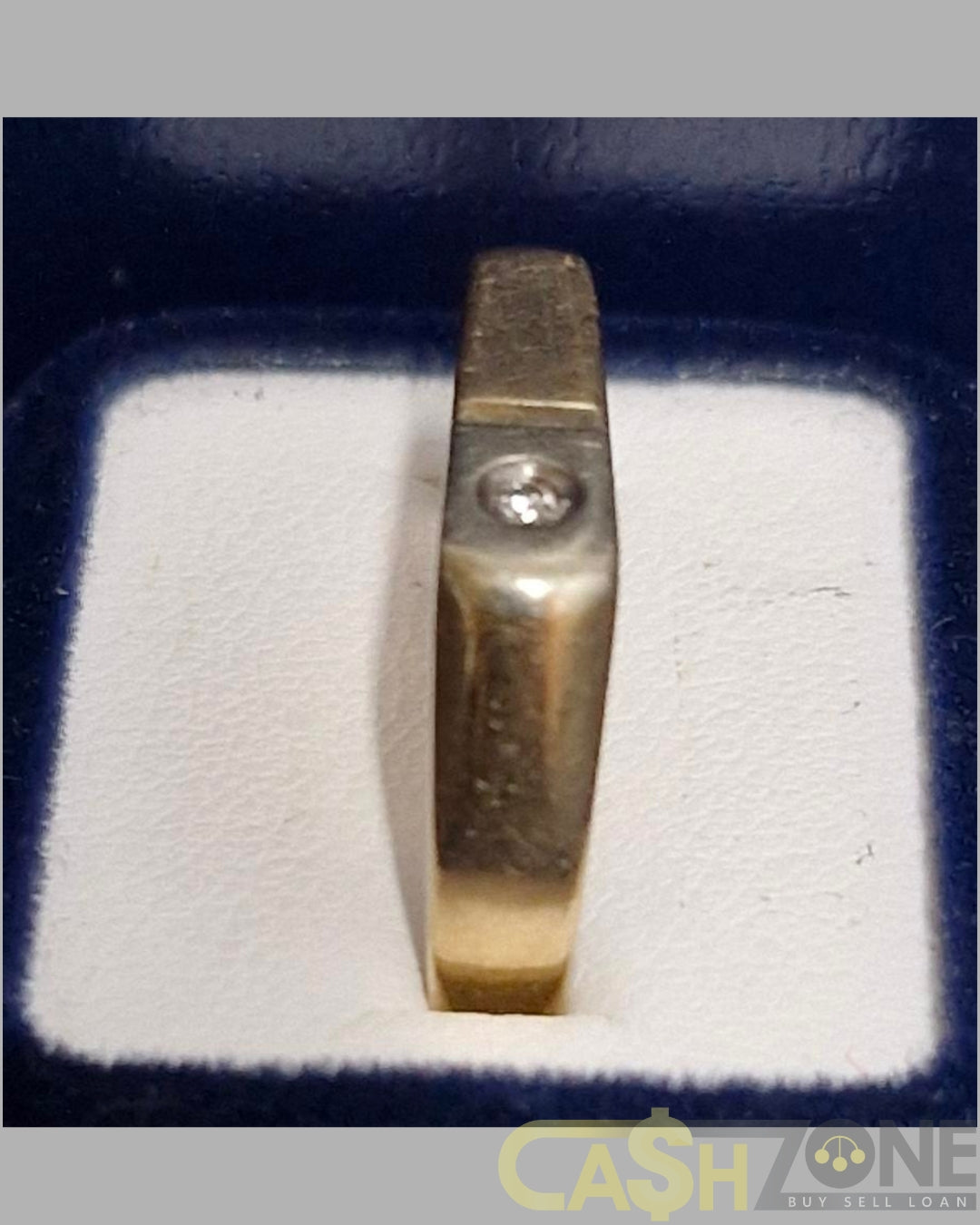Men's 9ct Yellow Gold Ring with Clear Stone in White Gold Detail