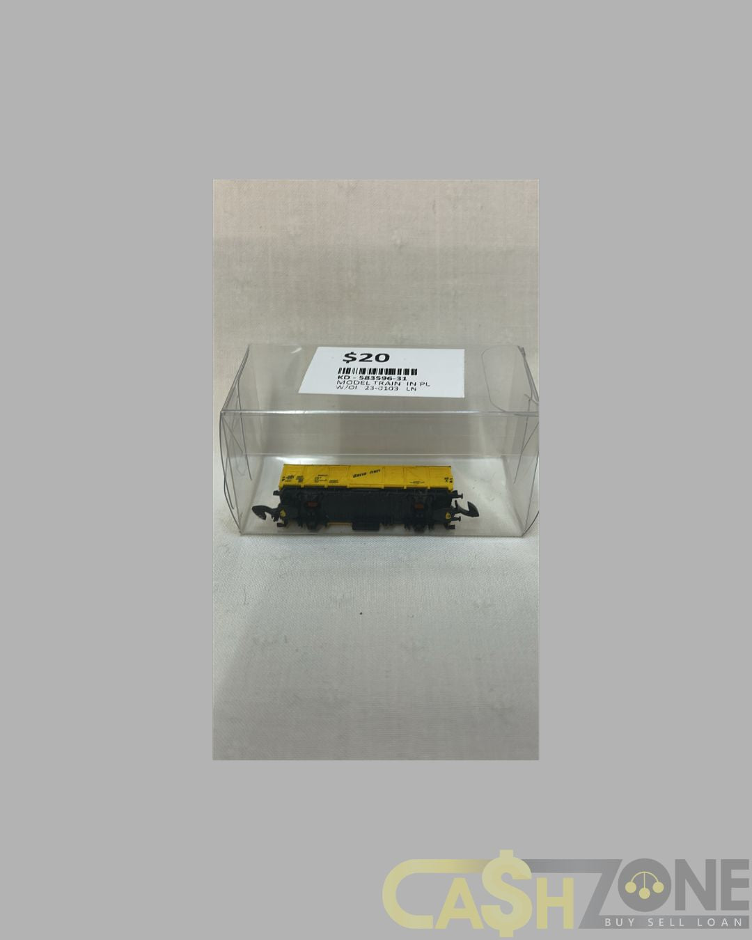 MODEL TRAIN IN PLASTIC DISPLAY BOX YELLOW