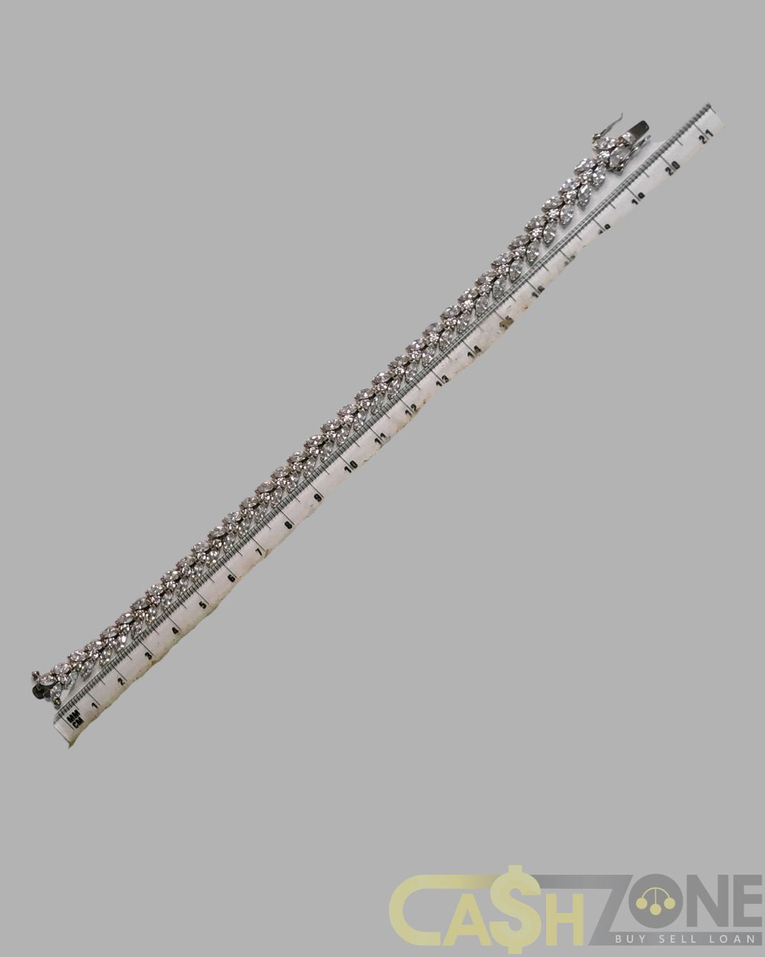 Ladies Silver Leaf Design Bracelet with Clear Stones