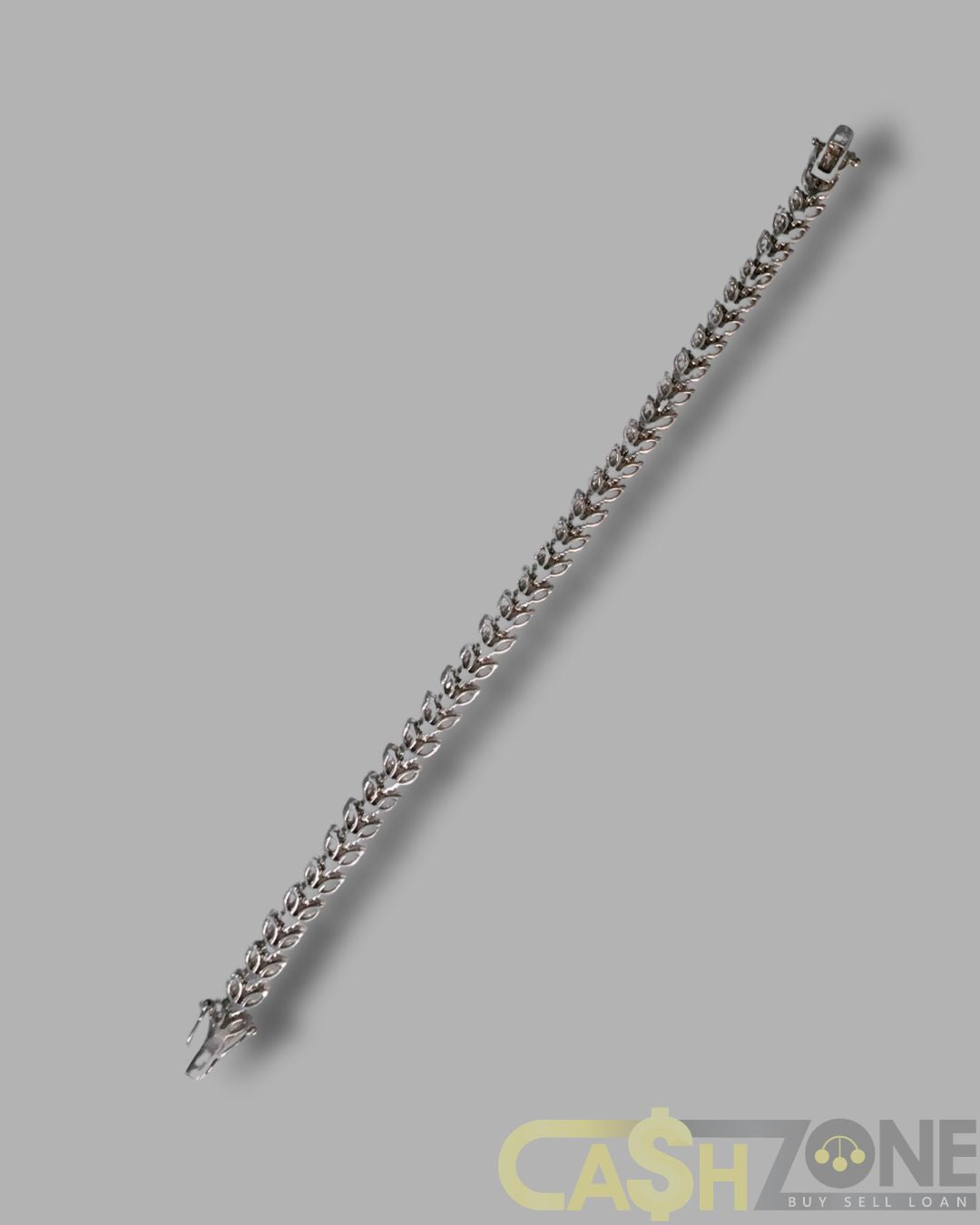 Ladies Silver Leaf Design Bracelet with Clear Stones