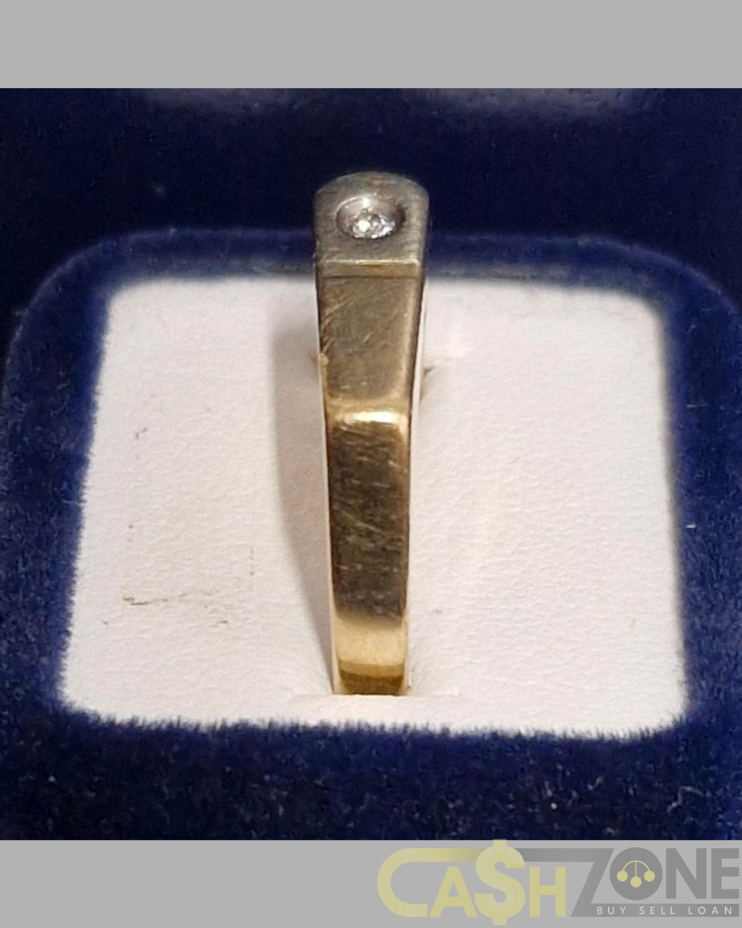 Men's 9ct Yellow Gold Ring with Clear Stone in White Gold Detail